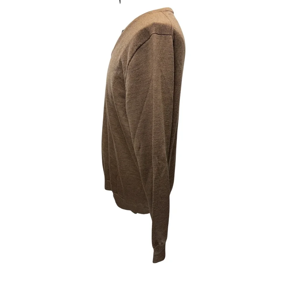 J.Crew Slim Italian Merino Wool V-Neck Sweater Mens Large Brown Tollegno 1900‎